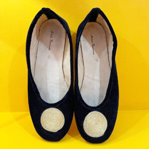 Ballerines en velours  passementerie or - noir