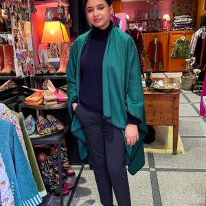 Cape Cachemire brodé - Vert sapin