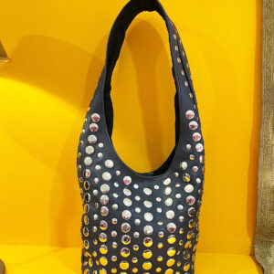 Sac clouté en cuir - Bleu marine