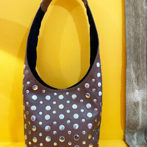 Sac clouté en cuir - Marron