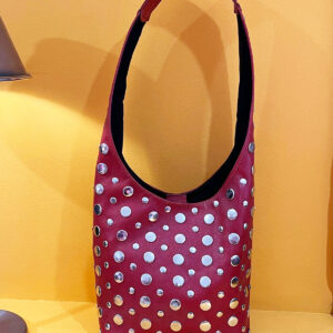 Sac clouté en cuir - Rouge
